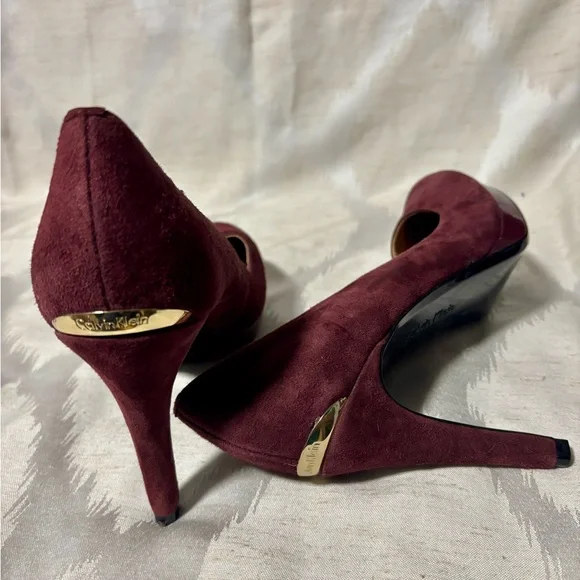 Calvin Klein Shoes Paulette wine Suede Pumps heels 7.5 - Picture 11 of 13